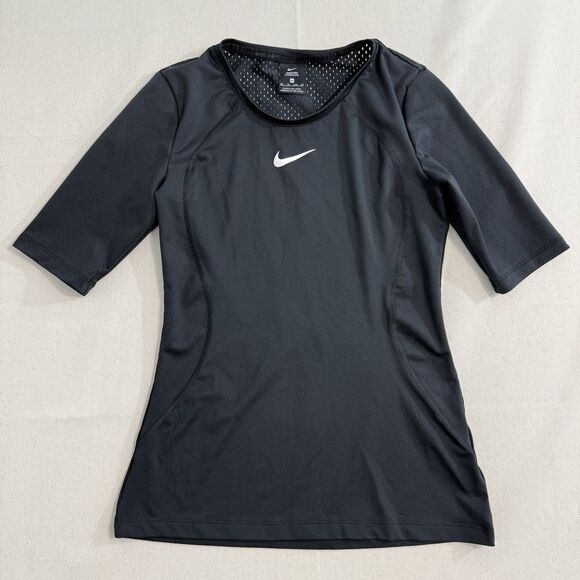 Nike Women Hypercool Active Tee Black Short Sleeve Top Size XS - Picture 1 of 8